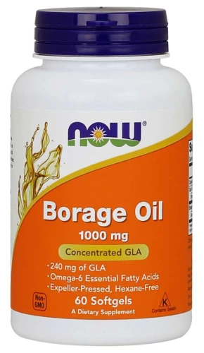Borage Oil 1000 mg 60 softgels/kapsułek żelowych OLEJ z OGÓRECZNIKA NOW Food's Suplement Diety