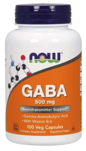 GABA Kwas Gamma-Aminomasłowy 500 mg 100 kapsułek NOW Food's, Suplement Diety