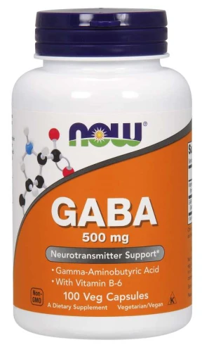 GABA Kwas Gamma-Aminomasłowy 500 mg 100 kapsułek NOW Food's, Suplement Diety