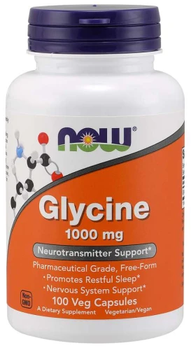 Glycine GLICYNA 1000 mg 100 kapsułek Veg NOW Food's Suplement Diety