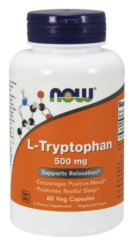 L-Tryptophan 500 mg 60 kapsułek Veg NOW Food's L-Tryptofan Suplement Diety
