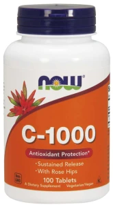 Vitamin C-1000 Sustained Release Witamina C o przedłużonym uwalnianiu 100 tabletek NOW Food's Suplement Diety