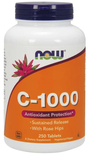 Vitamin C-1000 Sustained Release Witamina C o przedłużonym uwalnianiu 250 tabletek NOW Food's Suplement Diety
