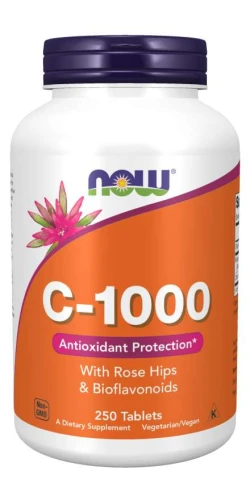 Vitamin C-1000 250 tabletek Witamina C-1000 z dziką różą i bioflawonoidami NOW Food's Suplement Diety