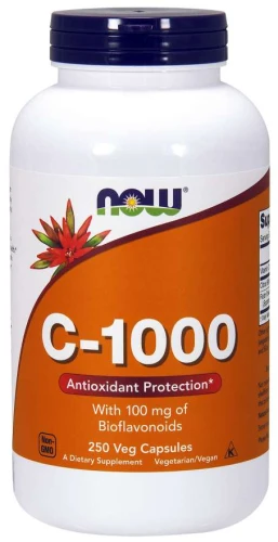 Vitamin C-1000 250 kapsułek Veg WITAMINA C z bioflawonoidami i rutyną NOW Food's Suplement Diety
