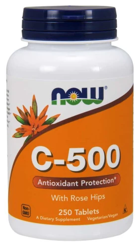 Vitamin C-500 250 tabletek WITAMINA C z dziką różą NOW Food's Suplement diety