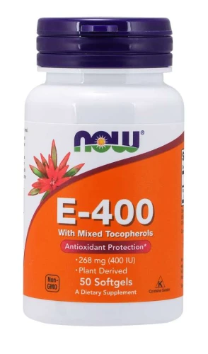 Vitamin E-400 With Mixed Tocopherols 50 softgels/kapsułek żelowych Witamina E 400 NOW Food's Suplement Diety