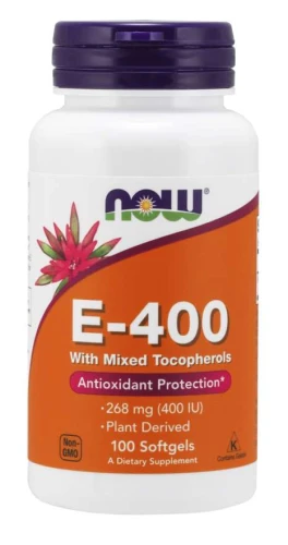 Vitamin E-400 With Mixed Tocopherols 100 softgels/kapsułek żelowych Witamina E 400 NOW Food's Suplement Diety