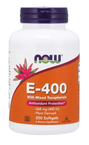 Vitamin E-400 With Mixed Tocopherols 250 softgels/kapsułek żelowych Witamina E 400 NOW Food's Suplement Diety