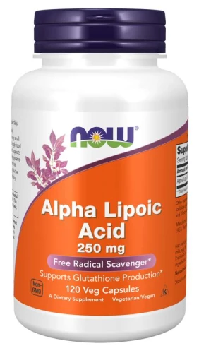 Alpha Lipoic Acid 250 mg 120 kapsułek Veg KWAS ALFA LIPONOWY NOW Food's  Suplement Diety