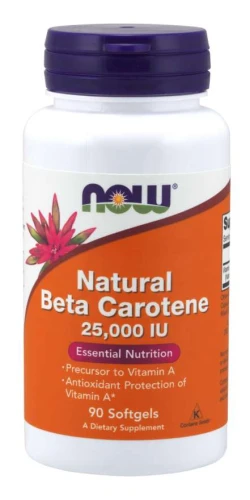 Beta Carotene, Natural BETA KAROTEN 7,500 mcg 90 softgels NOW Food's Suplement diety