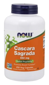 Cascara Sagrada 450 mg 250 kapsułek Veg, NOW Food's Suplement Diety