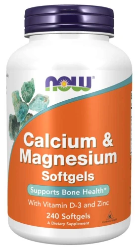 Calcium & Magnesium 240 softgels/kapsułek żelowych WAPŃ i MAGNEZ NOW Food's SUPLEMENT DIETY