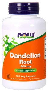 Dandelion Root 500 mg 100 kapsułek Veg MNISZEK LEKARSKI KORZEŃ NOW Food's Suplement Diety