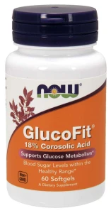 GlucoFit® 60 softgels/kapsułek żelowych KWAS KOROZOLOWY  NOW Food's Suplement Diety
