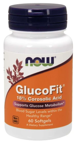 GlucoFit® 60 softgels/kapsułek żelowych KWAS KOROZOLOWY  NOW Food's Suplement Diety