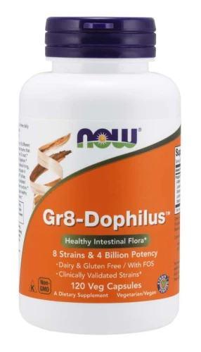 Gr8-Dophilus™  120 kapsułek Veg PROBIOTYK NOW Food's Suplement Diety
