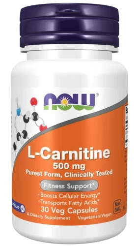 L-Carnitine 500 mg 30 kapsułek Veg L-KARNITYNA NOW Food's Suplement Diety