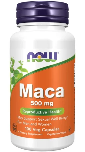 Maca 500 mg 100 kapsułek Veg PIEPRZYCA PERUWIAŃSKA NOW Food's Suplement Diety