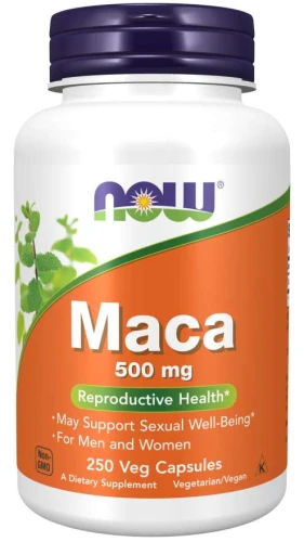 Maca 500 mg 250 kapsułek Veg PIEPRZYCA PERUWIAŃSKA NOW Food's Suplement Diety