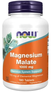 Magnesium Malate 1000 mg 180 tabletek JABŁCZAN MAGNEZU NOW Food's Suplement Diety