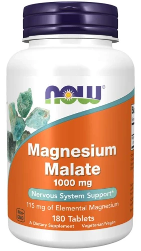Magnesium Malate 1000 mg 180 tabletek JABŁCZAN MAGNEZU NOW Food's Suplement Diety