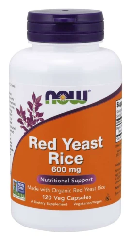Red Yeast Rice 600 mg 120 kapsułek Veg CZERWONY RYŻ DROŻDŻOWY NOW Food's Suplement Diety