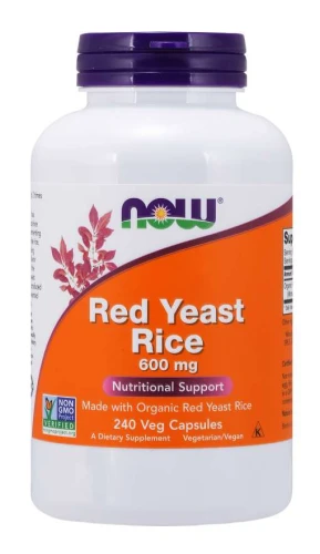 Red Yeast Rice 600 mg 240 kapsułek Veg CZERWONY RYŻ DROŻDŻOWY NOW Food's Suplement Diety