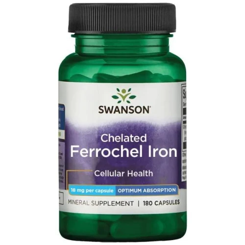 Albion Chelat Żelaza Ferrochel 18 mg 180 kapsułek SWANSON, Suplement diety