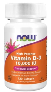 Vitamin D-3 10,000 IU 120 softgels/kapsułek żelowych WITAMINA D3 NOW Food's Suplement Diety