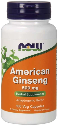 American Ginseng 500 mg 100 kapsułek Veg NOW Food's