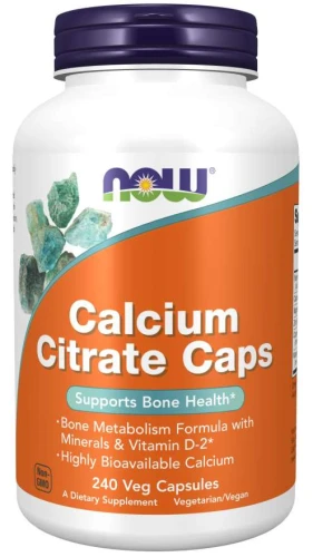 Calcium Citrate 240 kapsułek Veg NOW Food's CYTRYNIAN WAPNIA Suplement diety