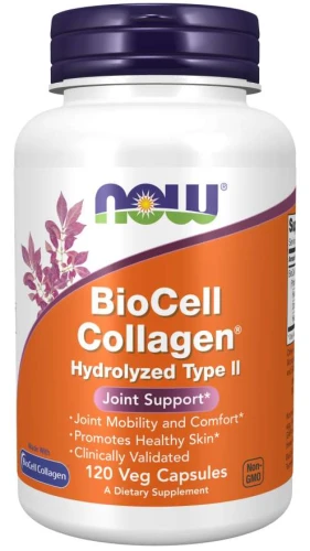 BioCell Collagen® Hydrolyzed Type II 120 kapsułek Veg NOW Food's KOLAGEN TYPU II Suplement diety