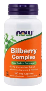 Bilberry Complex 100 kapsułek Veg NOW Food's BORÓWKA CZERNICA Suplement diety