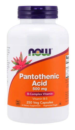 Pantothenic Acid 500 mg 250 kapsułek Veg KWAS PANTOTENOWY NOW Food's Suplement Diety
