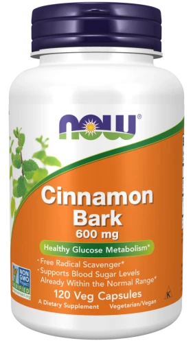 Cinnamon Bark 600 mg 120 kapsułek Veg KORA CYNAMONU NOW Food's SUPLEMENT DIETY