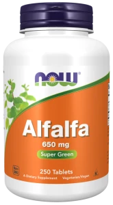 Tabletki z lucerny (Alfalfa) 650 mg 250 tabletek NOW Food's Suplement diety