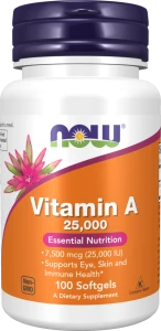 Witamina A 25,000 100 softgels NOW Food's