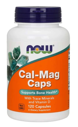 Cal-Mag 120 kapsułek WAPŃ i MAGNEZ z minerałami śladowymi i witaminą D-3 NOW Food's  SUPLEMENT DIETY